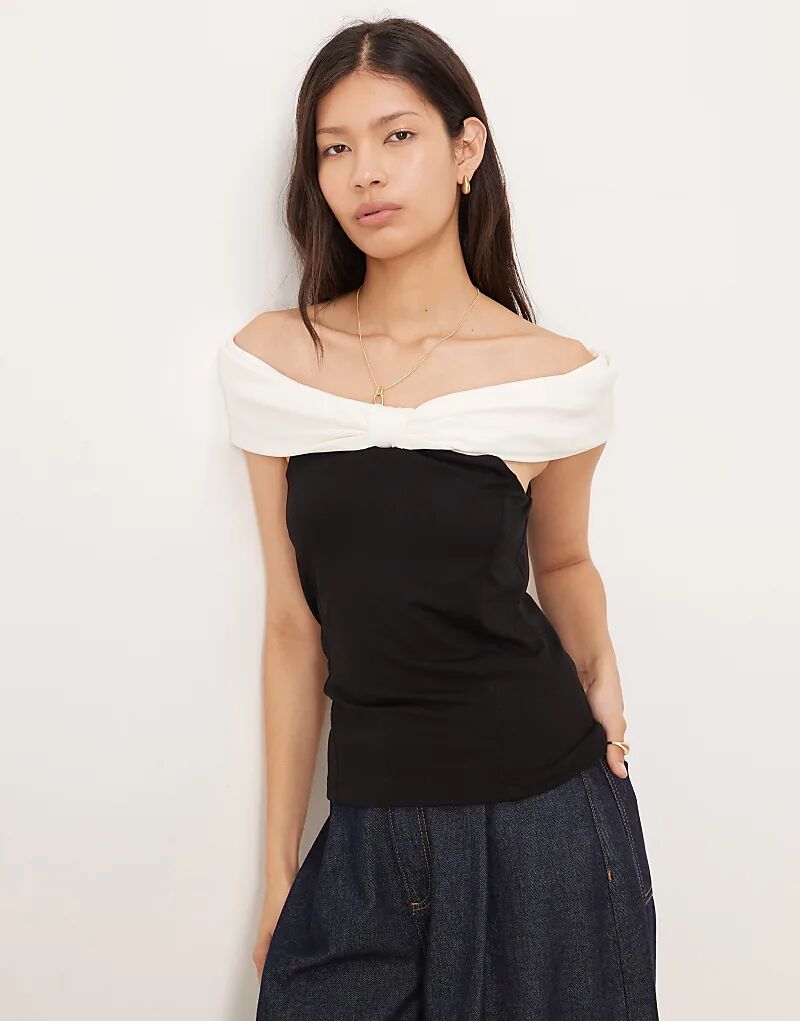 

Топ с бантом и бардо Nobody's Child в черном монохромном цвете