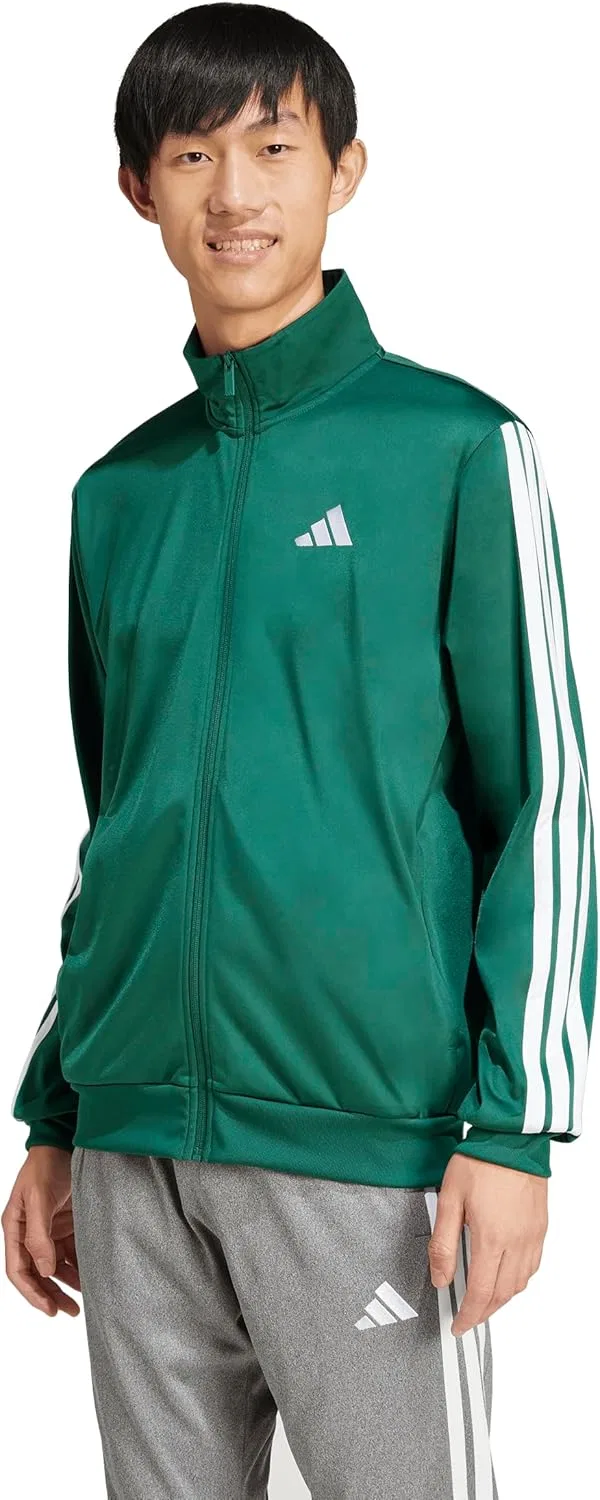 Толстовка Adidas Essentials Warm-up 3-stripes мужская, зеленый