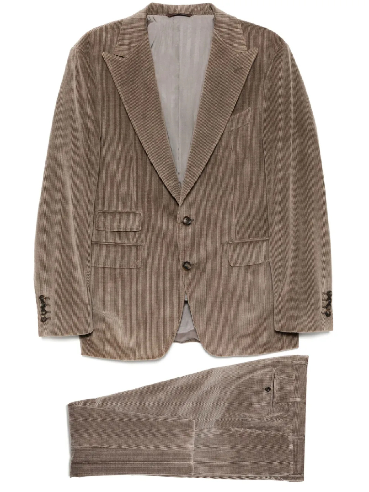 

Canali вельветовый костюм с однобортным пиджаком, коричневый