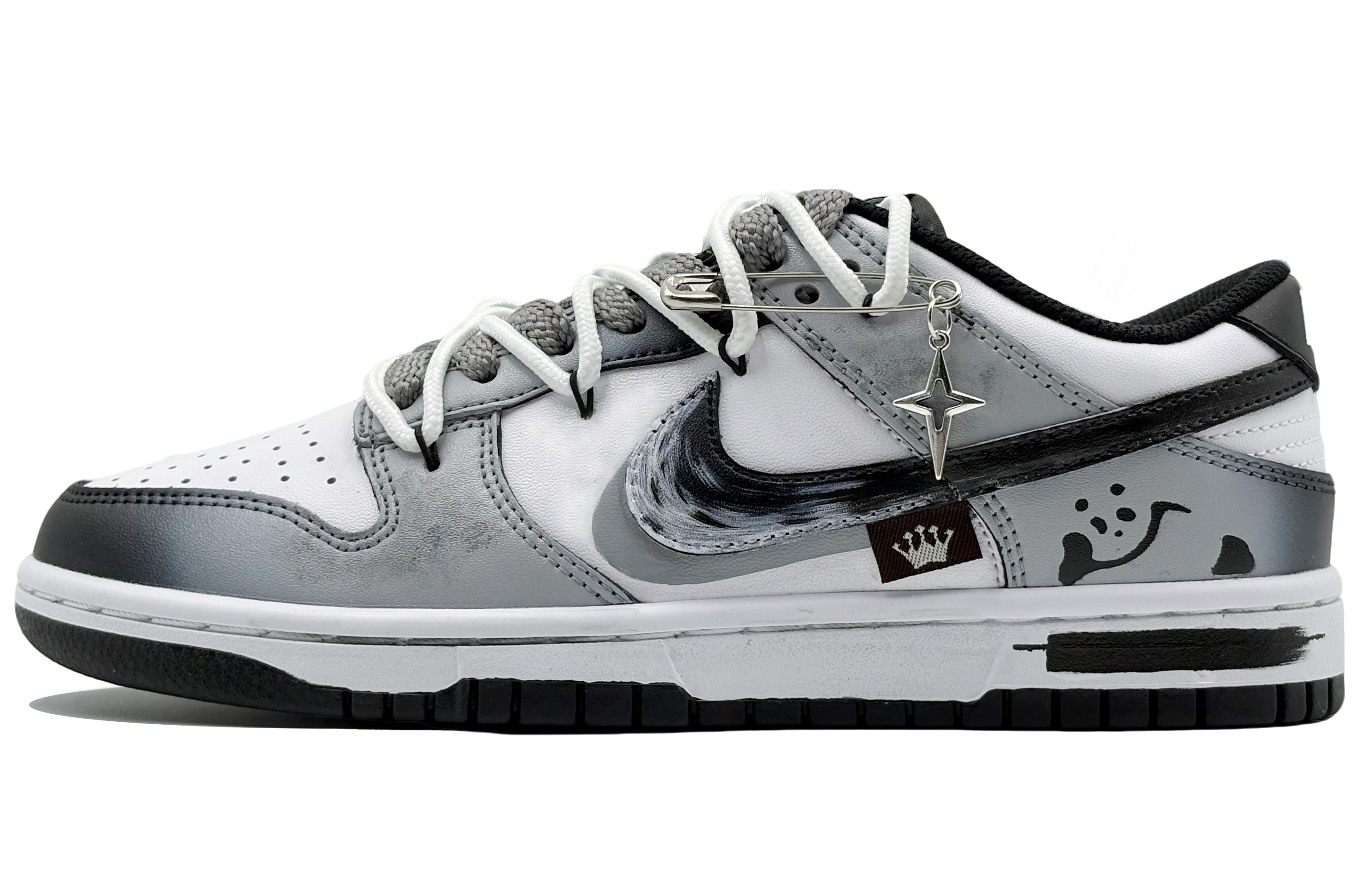 

Nike Кроссовки для скейтбординга Dunk He Sù Space, Ink Phantom, износостойкие, низкие, мужские, серо-белые