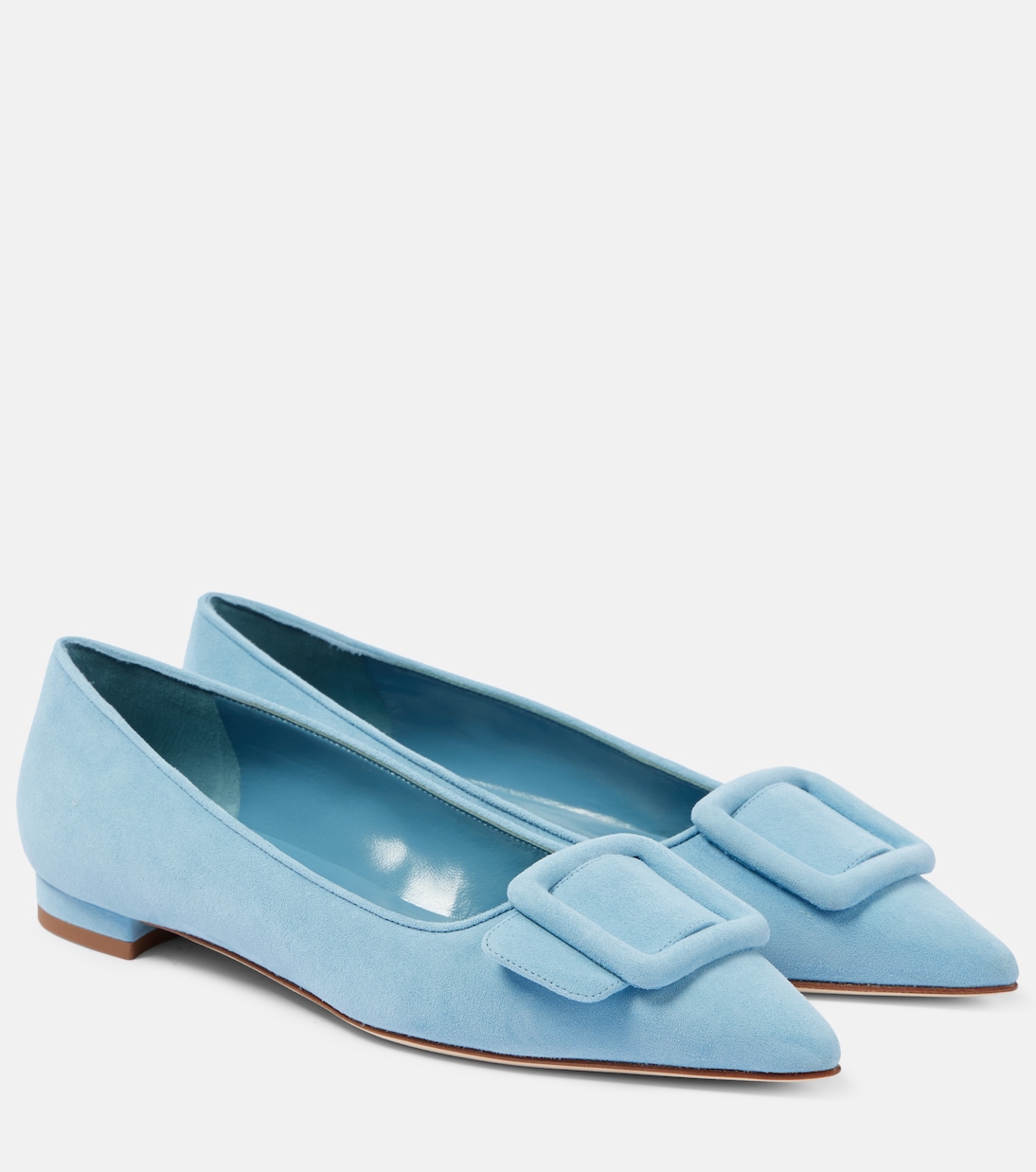 Балетки Maysalepumpflat из замши Manolo Blahnik, 4241 Mblu