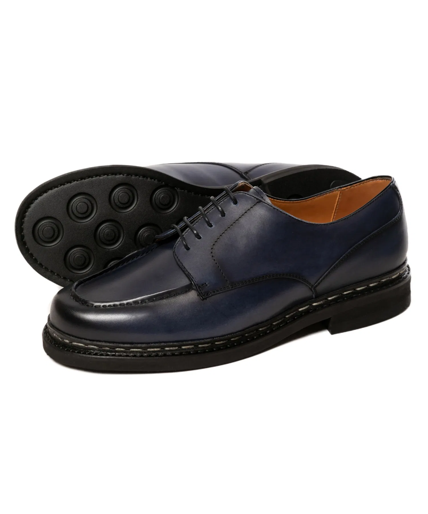 Мужские туфли Berwick1707 U-образным мысом с Vibram подошвой тёмно-синие — фото 2