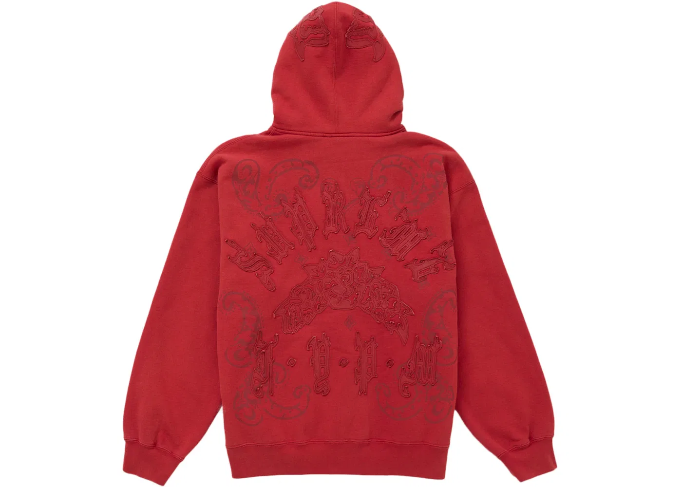 Мужская худи с кожаной аппликацией на молнии Supreme Sweatshirt, Burnt Red — фото 2