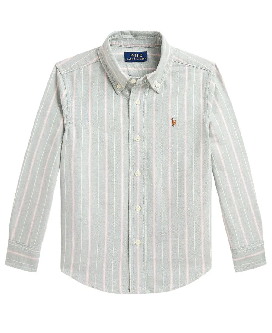 Рубашка оксфордская с длинным рукавом в полоску Polo Ralph Lauren, Forest Lavender Multi — фото 4