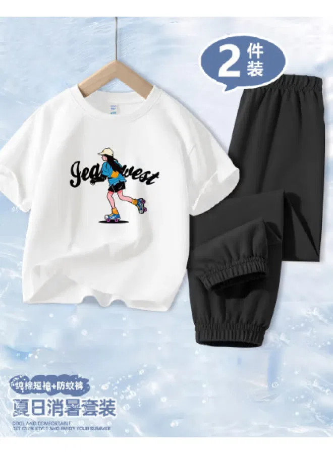 Комплект детский летний с коротким рукавом, модель Girls' Summer Outfit, Jeanswest, белый