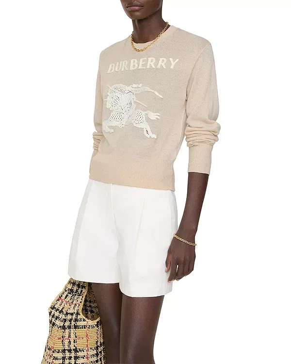 Женский свитер с вышивкой Equestrian Knight Design Burberry, Easel Beige — фото 2