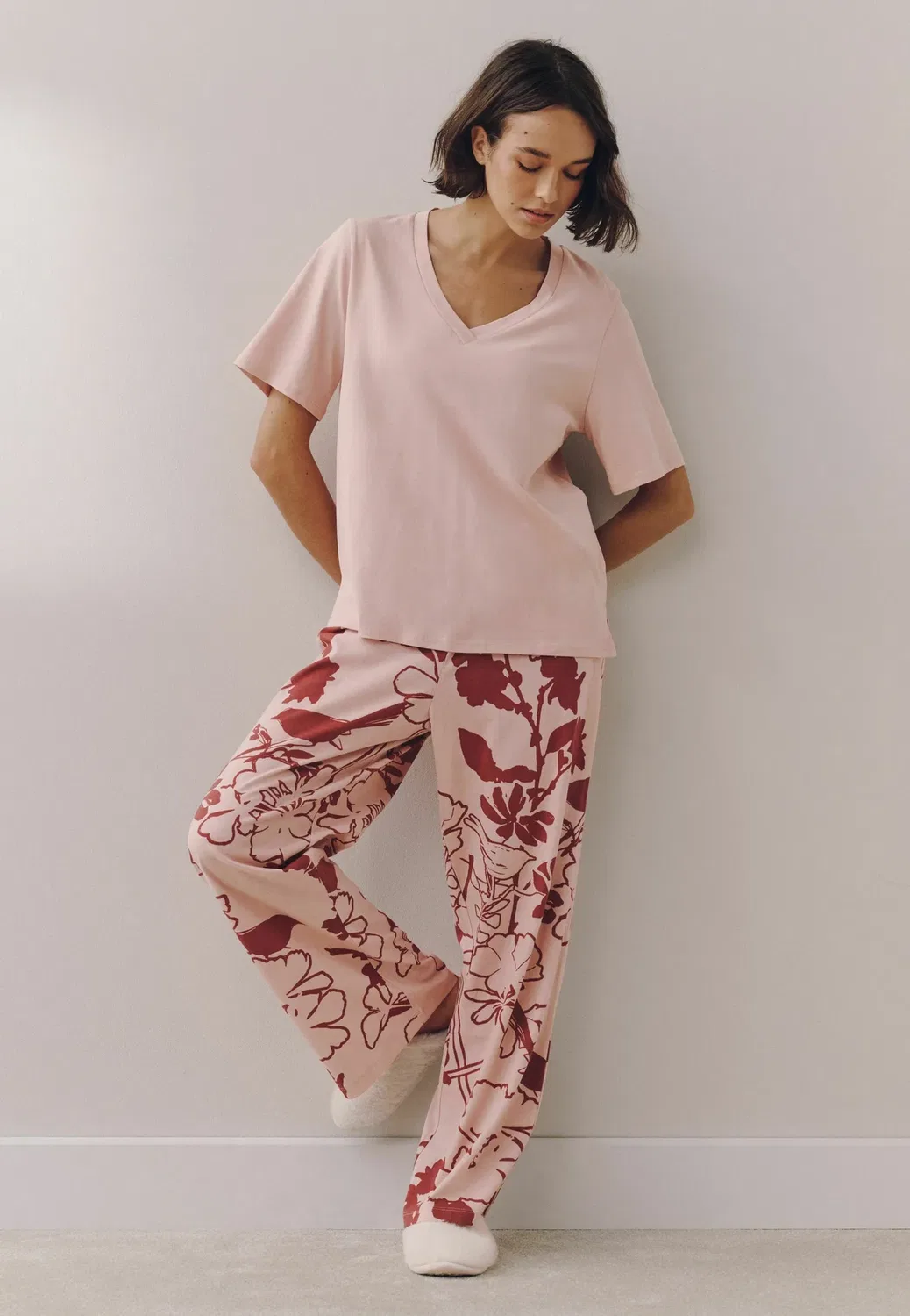 Стандартный крой - комплект с коротким рукавом - пижамный комплект Next, Pink Floral