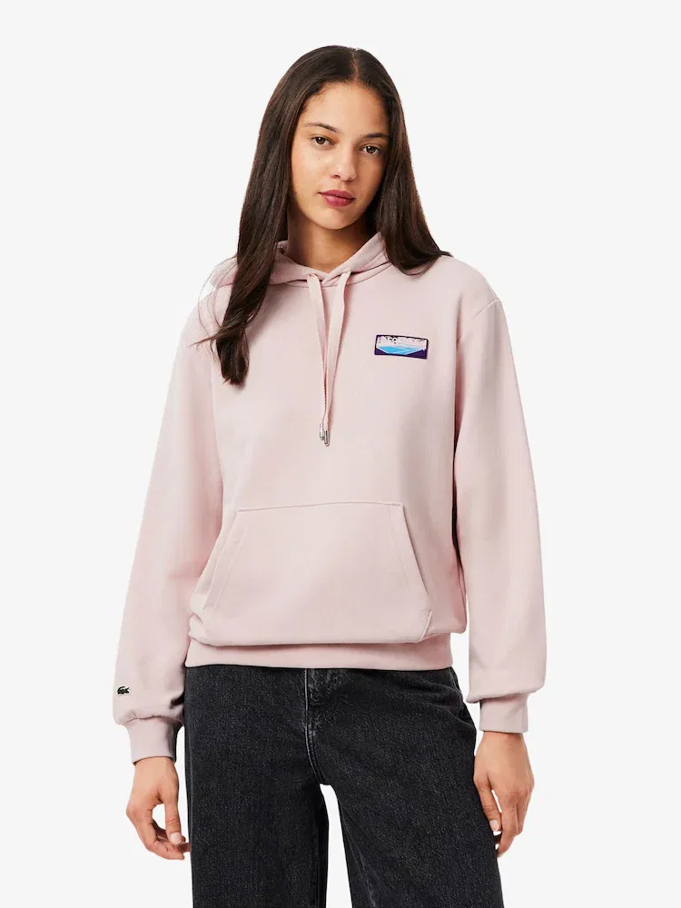 Худи женский LACOSTE ADY с патчем 'Теннисный корт', темно-синий