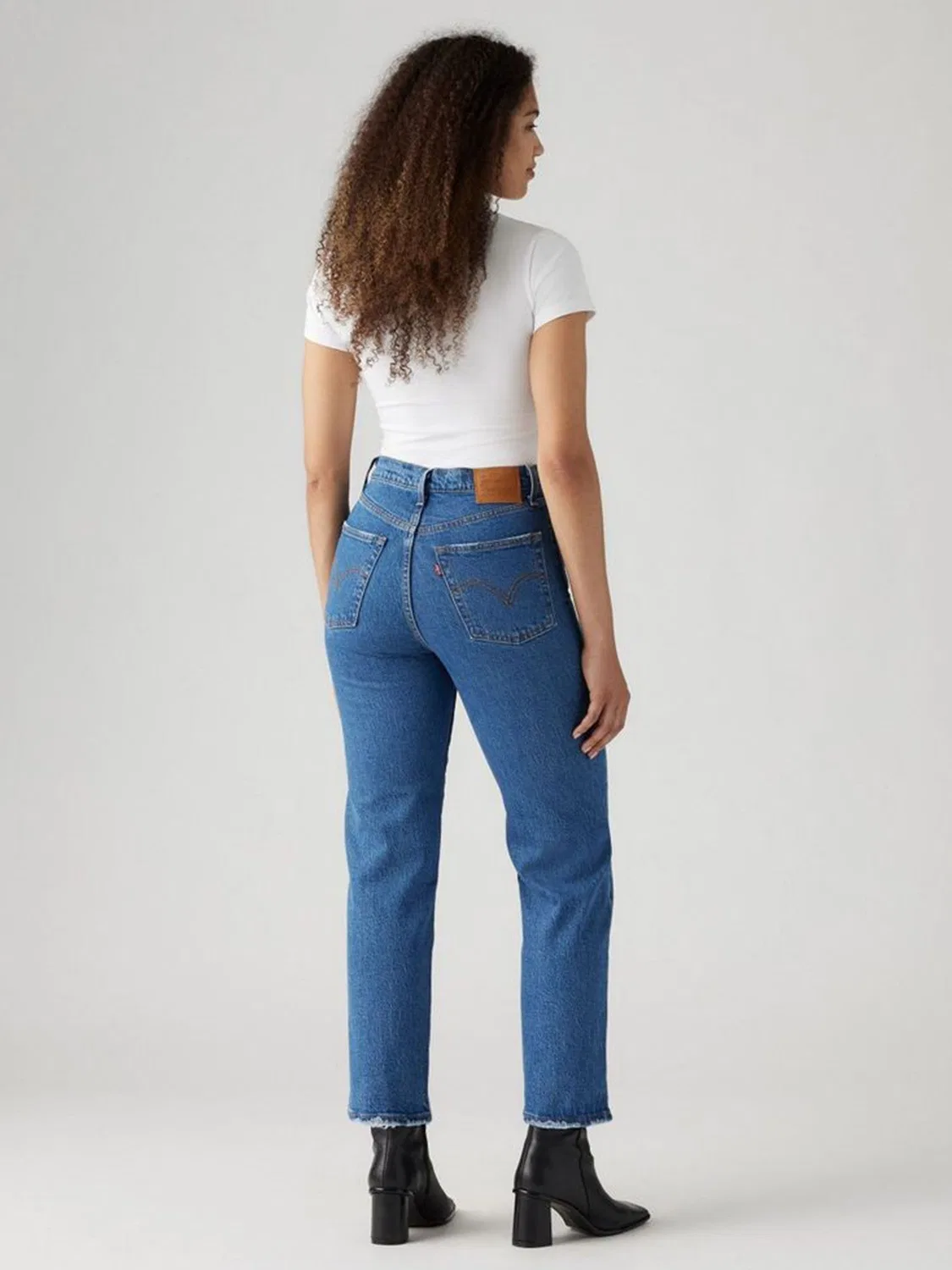 Джинсы прямые, высокая посадка Ribcage Straight Ankle Levi's, синие — фото 3