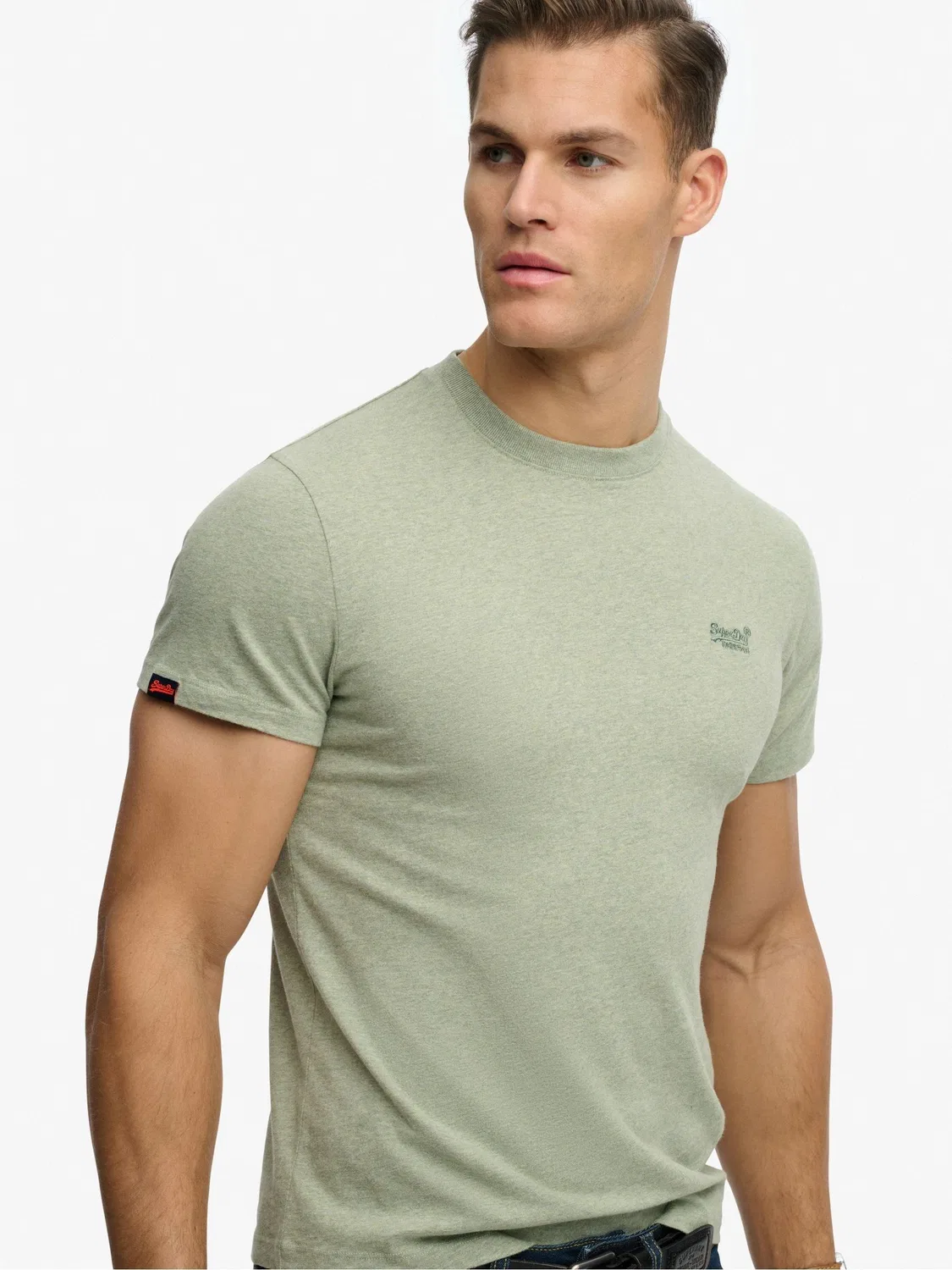 Футболка свободного кроя Essential Logo Embroidery Superdry, светло-зеленый меланж — фото 4