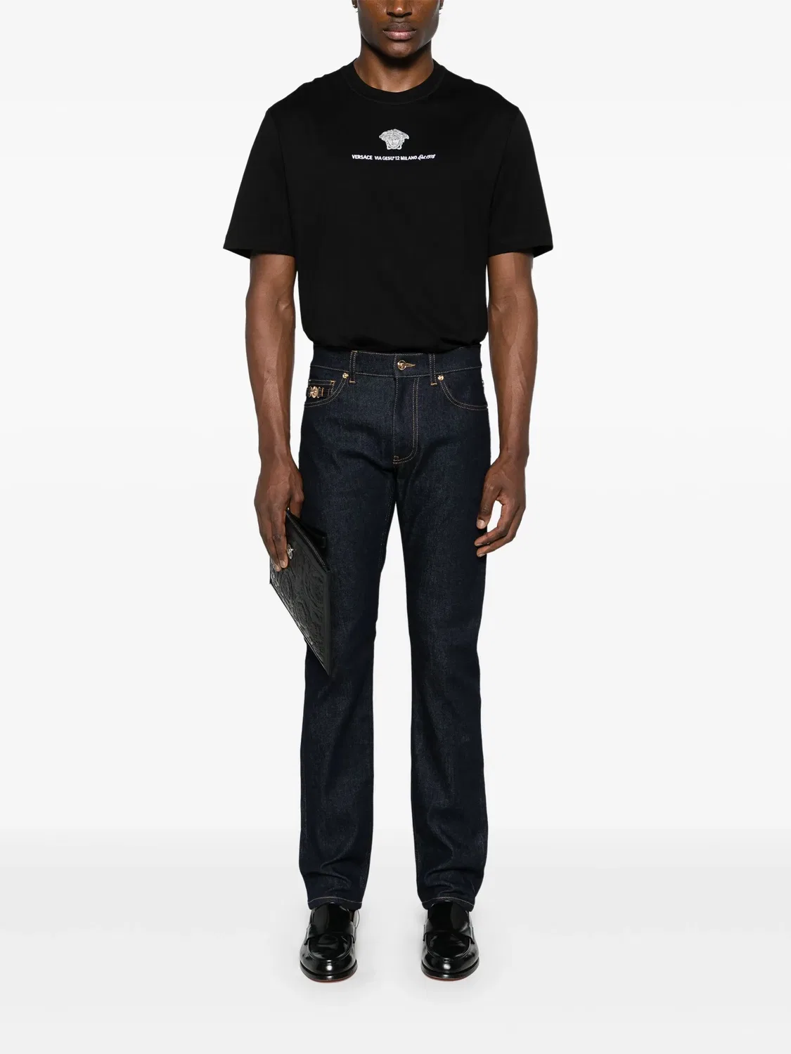 Джинсы Slim Fit средней посадки Versace, синий — фото 4