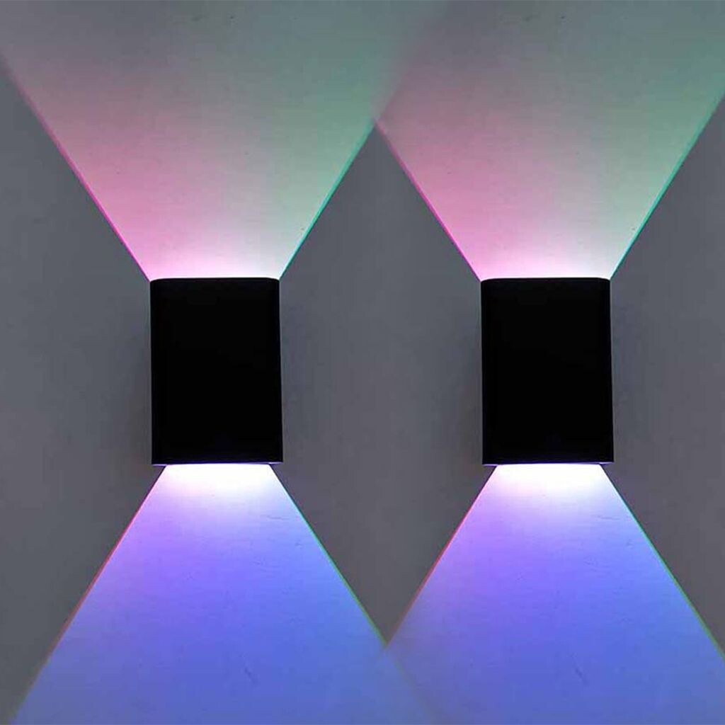 

2 упаковки современных настенных светильников RGB, светодиодная подсветка вверх и вниз, внутреннее освещение, алюминиевый настенный светильник с дистанционным управлением Welikera