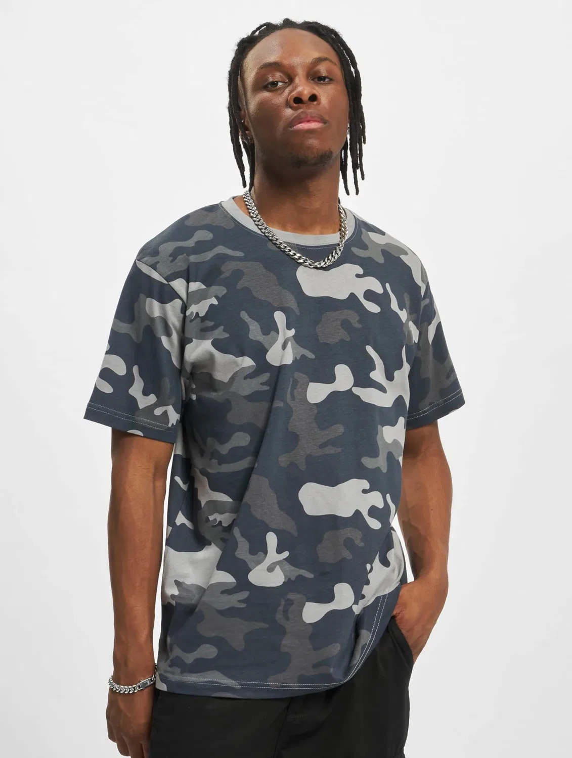 Мужская хлопковая футболка Essential T-Shirt Brandit, Grey Camo — фото 2