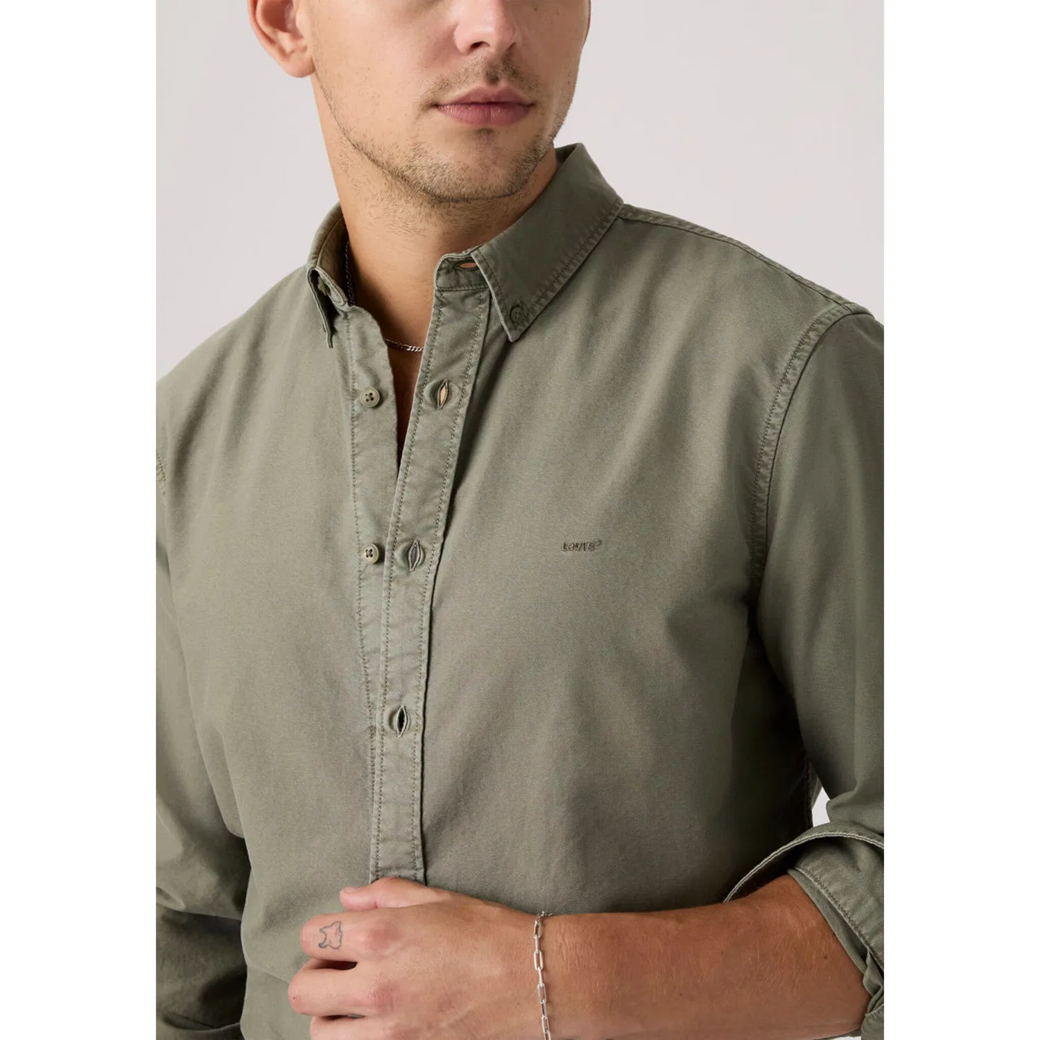 Мужская рубашка с длинным рукавом Authentic Button Down Levi's, Mulled Basil Garment Dye — фото 4