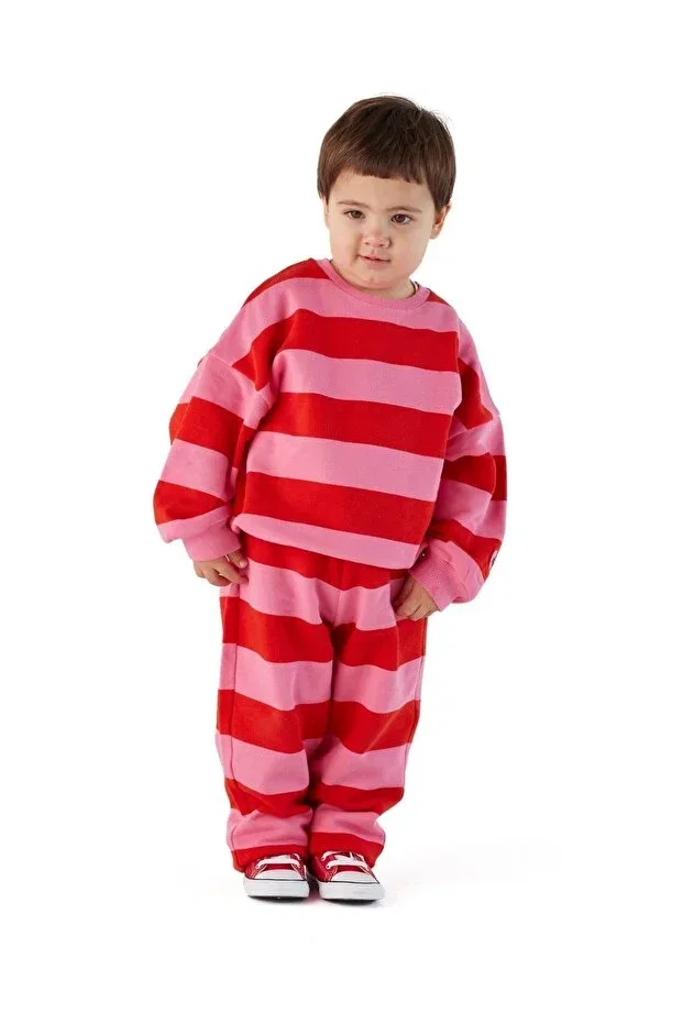 Детские свитшот для девочек с полоской Pitaya sweatshirt Zoi Zebra, Red-Pink — фото 2