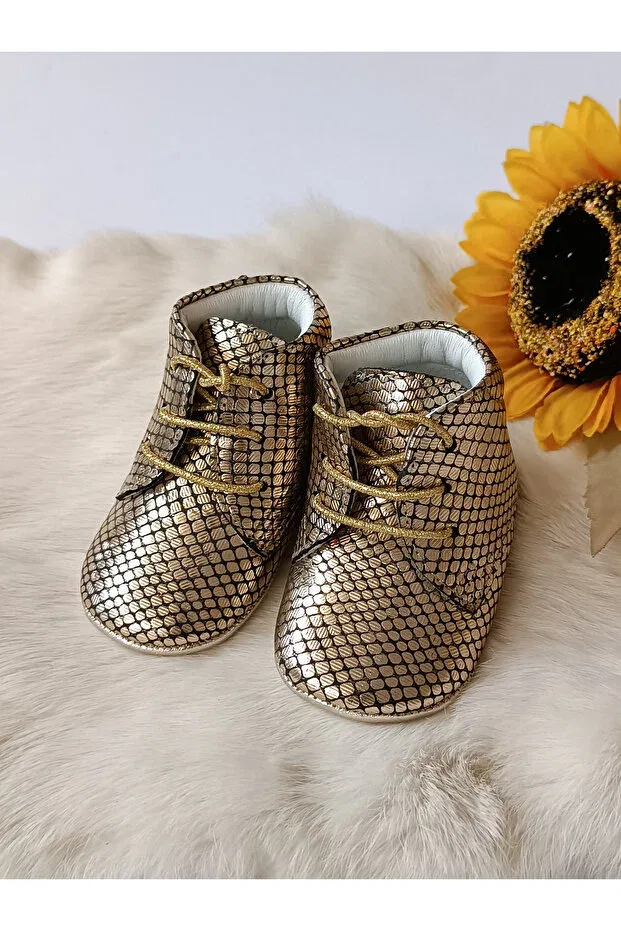 Детские ботиночки для малышей из натуральной кожи Gold Printed Hodore, Gold Printed