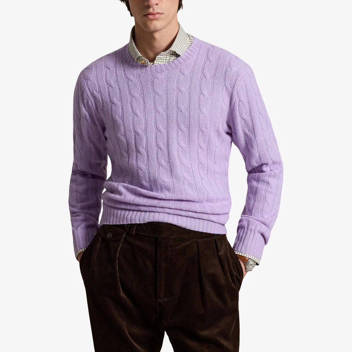 Кашемировый джемпер крупной вязки Polo Ralph Lauren, фиолетовый — фото 3