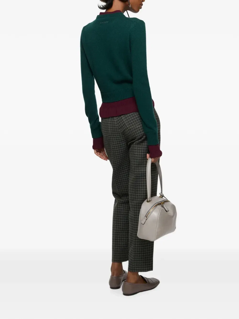 Свитер со сборками и эффектом многослойности Acne Studios, зеленый — фото 3