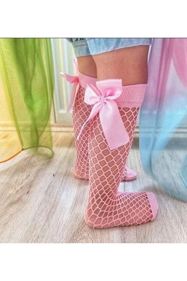 Детские носки для девочек с бантом Knee Socks Generic Brands, Pink