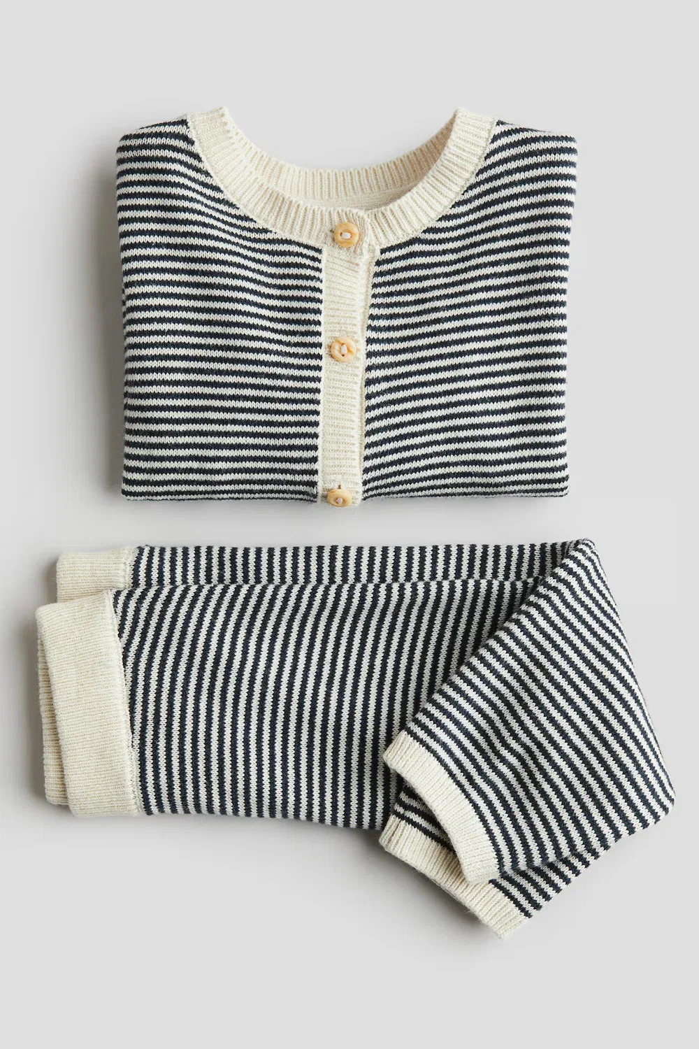 Комплект из двух предметов из тонкого трикотажа H&M, Marineblau/Gestreift — фото 2