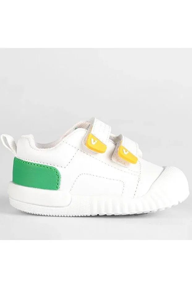 Детские кроссовки для девочек текстильные с липучками Vicco, White-Green — фото 3