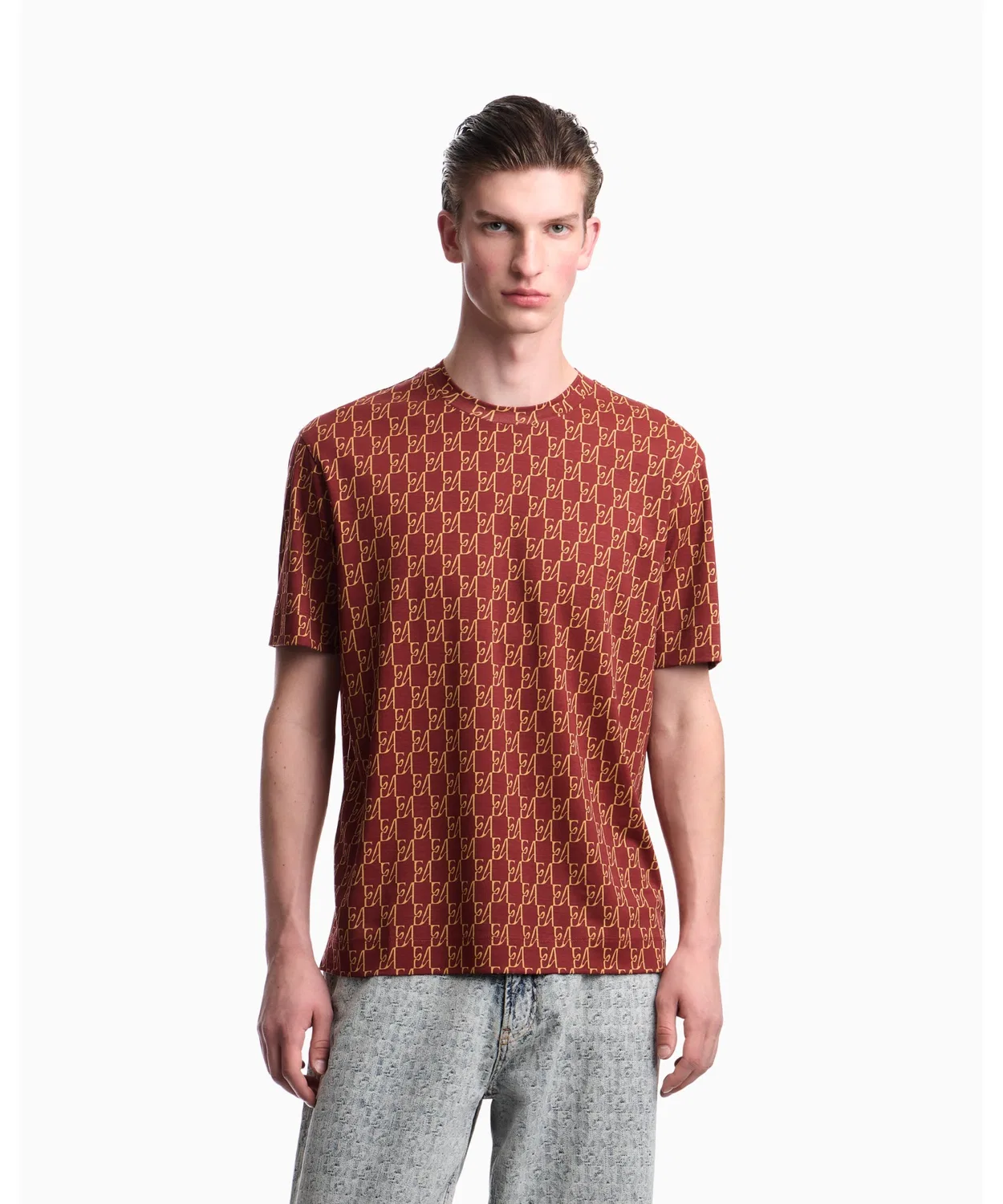 Мужская футболка с коротким рукавом из хлопка и лиоцелла Regular Fit Emporio Armani, Red