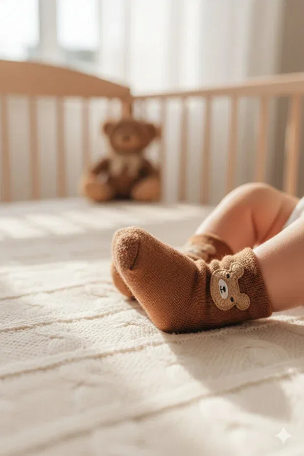 Детский набор носков с принтом Organic cotton baby girl and boy socks unisex set of 6 boxed mixed newborn bear embroidered-beb007 Millenex, Multicolor — фото 2