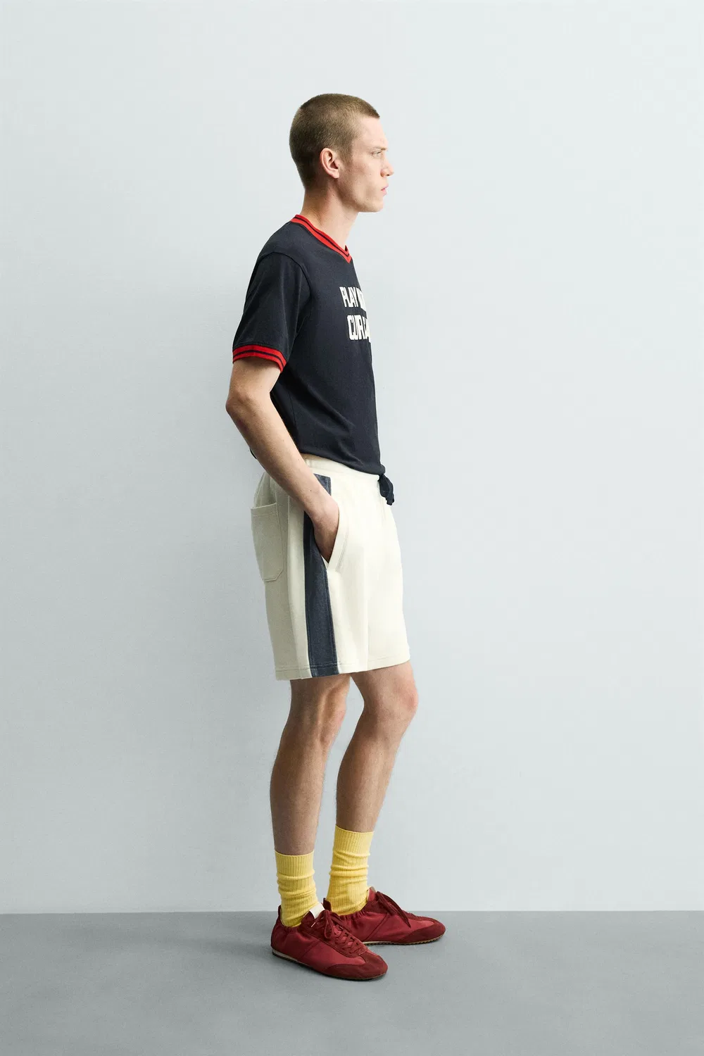 Футболка с контрастным принтом в виде слогана ZARA, Navy blue — фото 4
