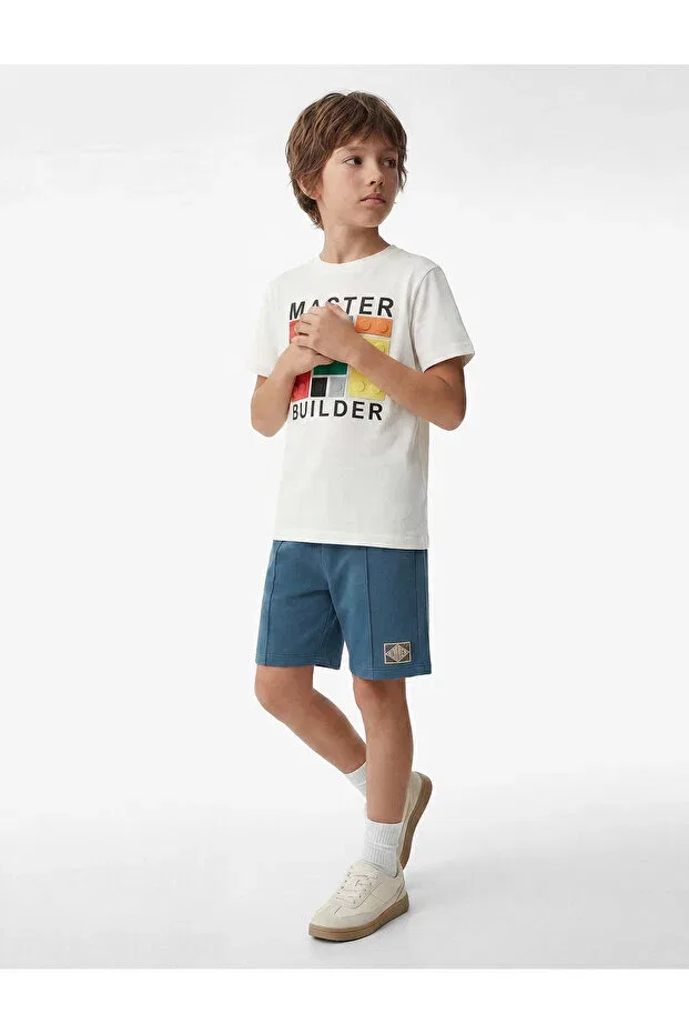 Детские шорты для мальчиков с принтом Beli lace-up cotton printed shorts Koton, Navy Blue