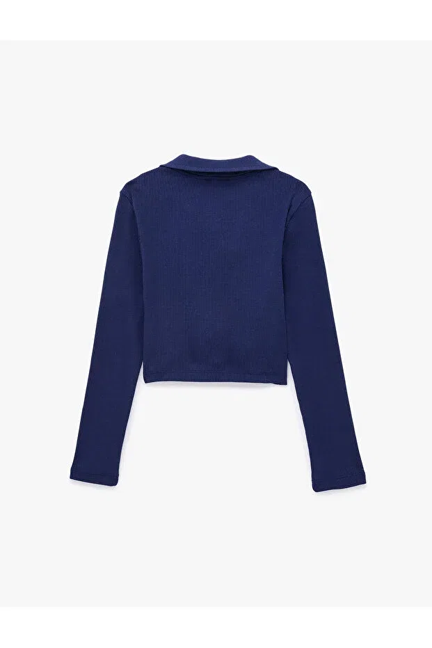 Детское поло для девочек с длинным рукавом Koton, Navy Blue — фото 2