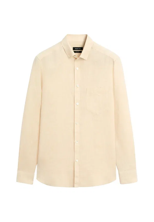 Рубашка свободного кроя из льна Regular fit 100% linen patch pocket shirt Massimo Dutti, Mottled Orange, оранжевый