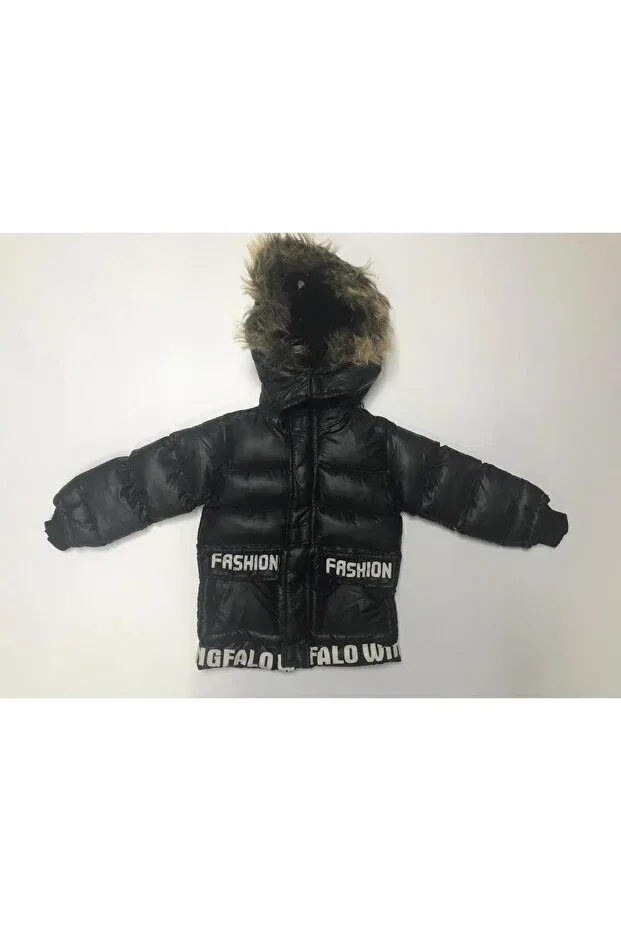 Детское пальто для мальчиков с капюшоном Baby Slon Kids Clup, Black