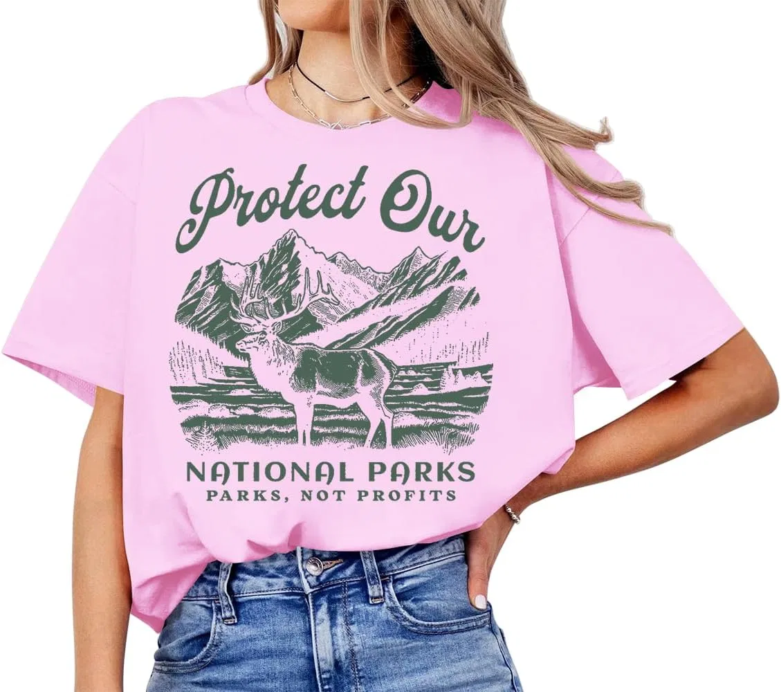 Футболка с принтом Protect Our National Parks Unisex, Pink