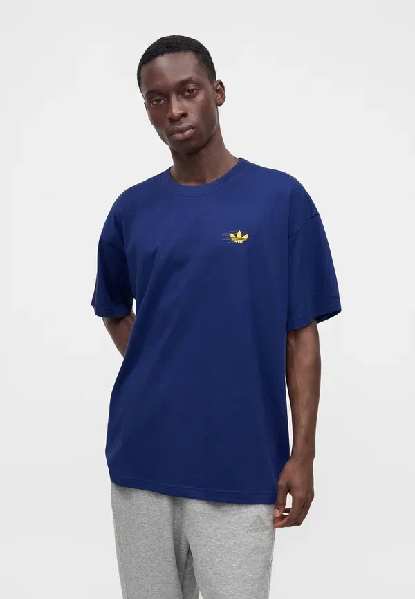 Футболка унисекс большого размера с принтом для бегового клуба Adidas Originals, темно-синий — фото 4