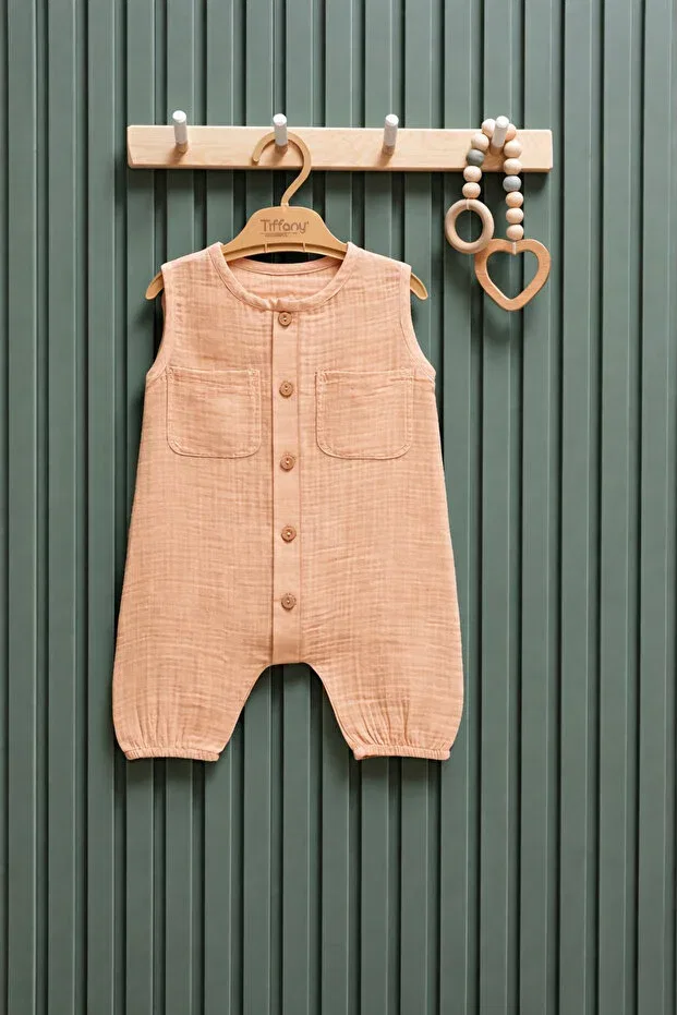 Детский комбинезон хлопковый муслиновый Tiffany, Beige