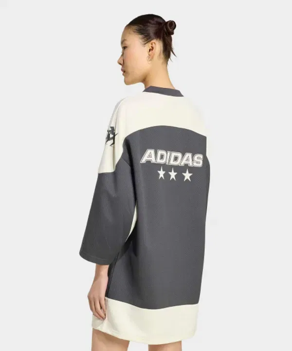 Мини-платье хоккейная джерси Adidas, черный — фото 2