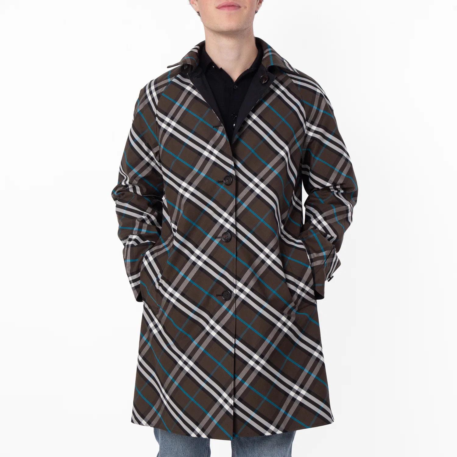 Пальто-автокуртка двустороннее из габардина Check Reversible Burberry, Black — фото 4
