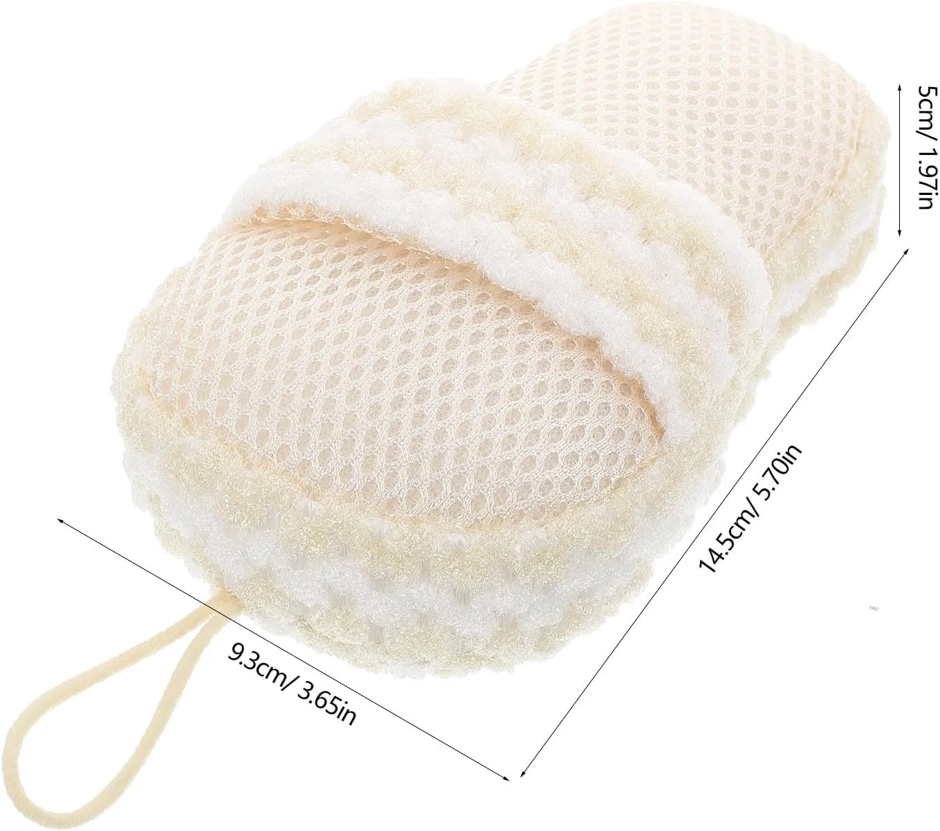 Мочалка для душа в форме тапочка, Amosfun, 14.5x9.3x5 см, Beige — фото 2