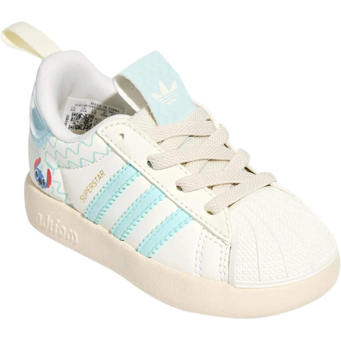 Детские кроссовки для малышей кожаные Adidas Originals AdiFOM Superstar 360, Ecru Blue — фото 4