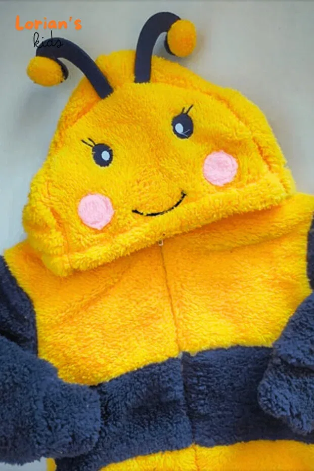 Детский комбинезон для девочек из флиса Bee Soft Plush Zippered Baby Rompers Lorian'S, Yellow — фото 2