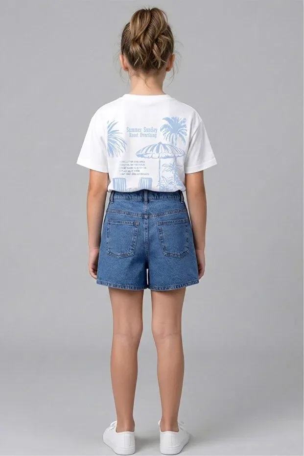 Детские шорты для девочек джинсовые Basics Dmb Boys & Girls, Blue — фото 2