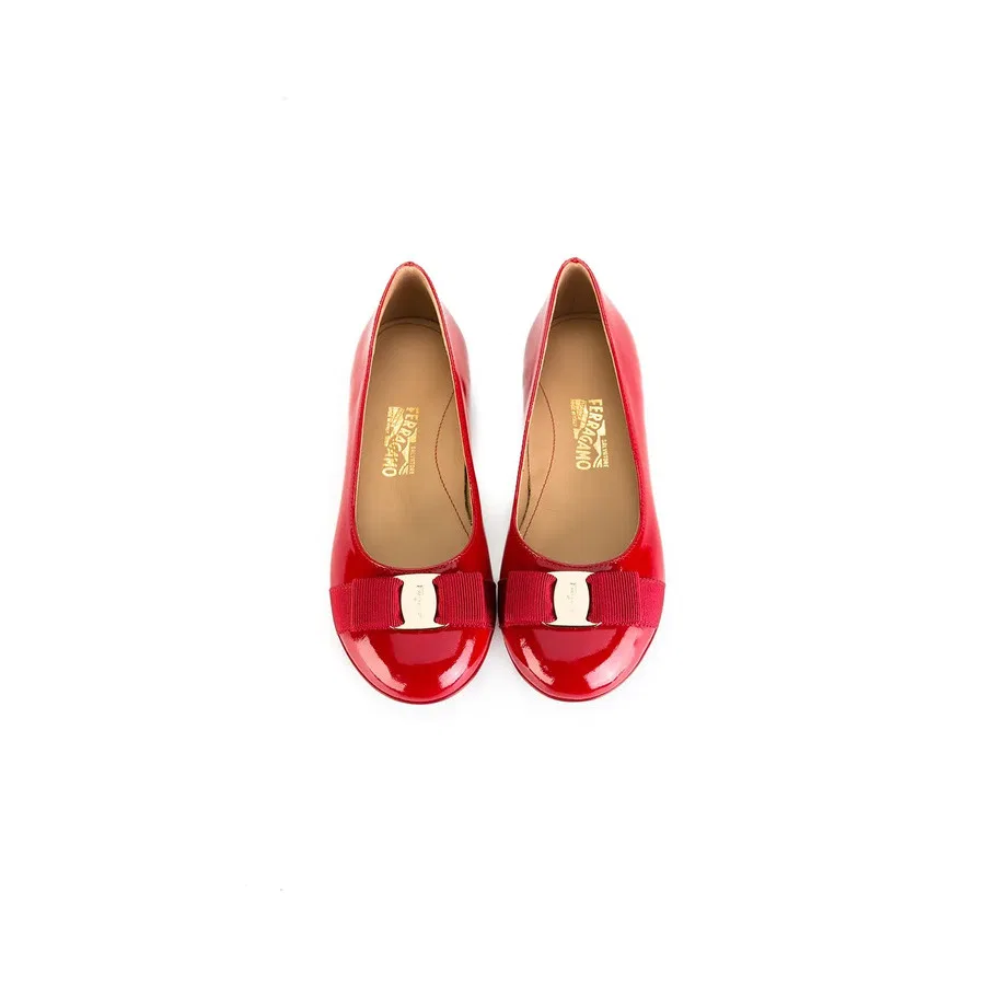 Балетки с резиновым верхом Mini Varina Ferragamo, Red — фото 3