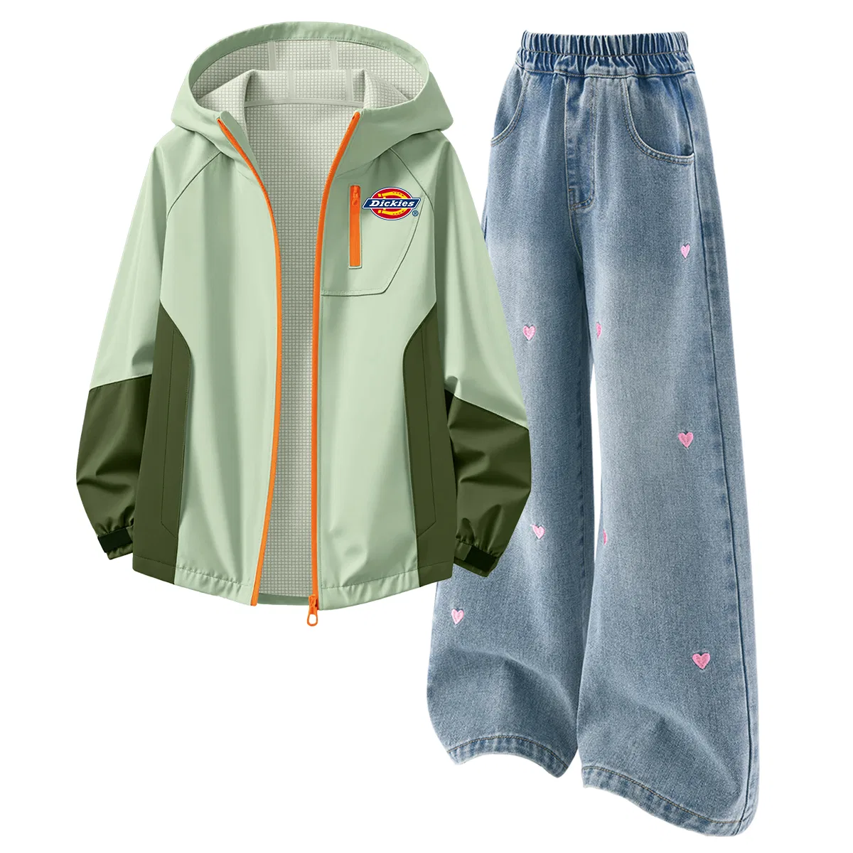 Детский спортивный костюм с капюшоном Dickies, Silicone Standard K Green/Solid Color Sea Salt Blue