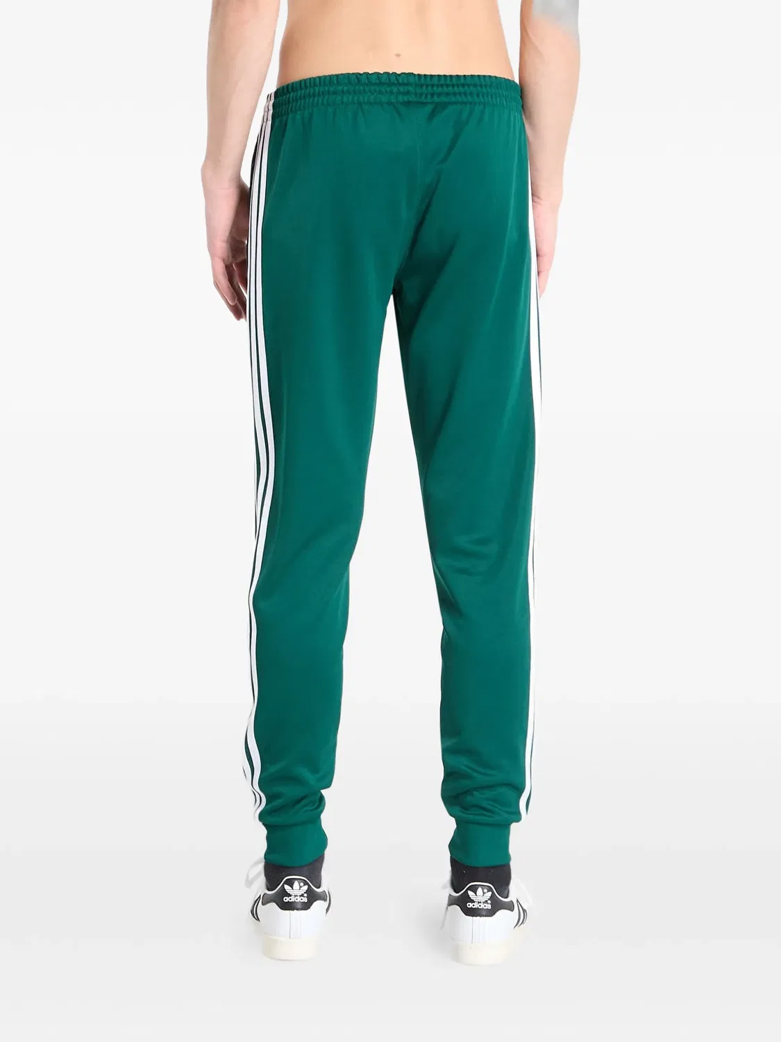 Полосатые трековые брюки Adidas, зеленый — фото 2