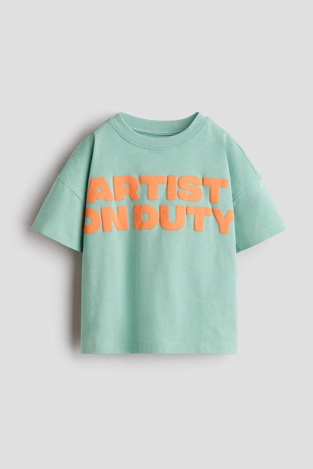 Хлопковая футболка с принтом, свободного кроя H&M, Grün/Artist On Duty
