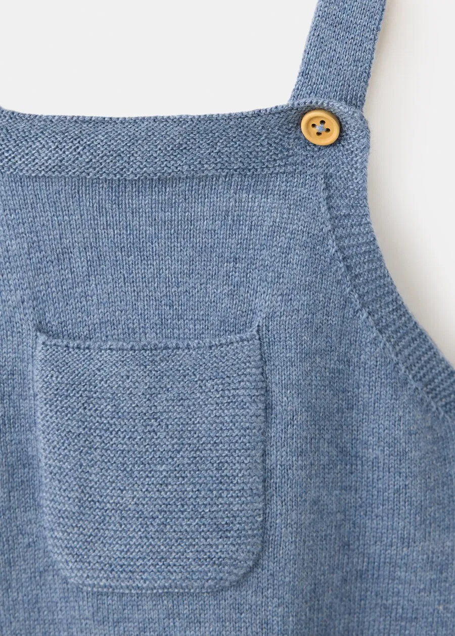 Детский комбинезон MANGO KIDS Regular Overalls 'DUNGAREES BREST3' пыльно-голубого цвета — фото 3