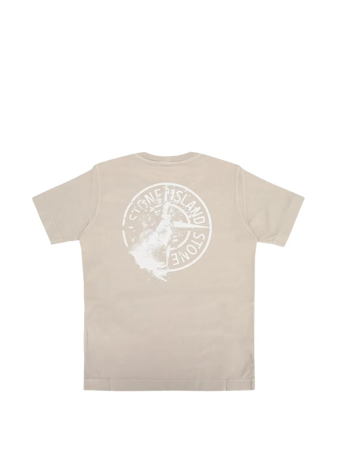 Футболка с коротким рукавом и логотипом Stone Island Junior, нейтральные цвета — фото 2