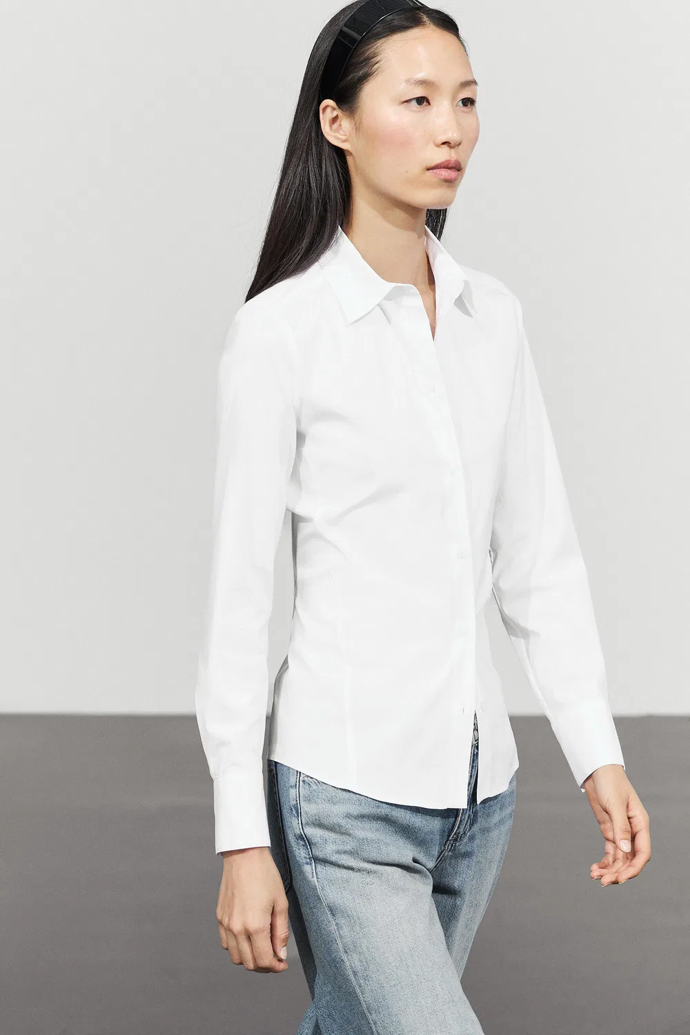 Рубашка Massimo Dutti Cotton Blend Poplin, белый — фото 3