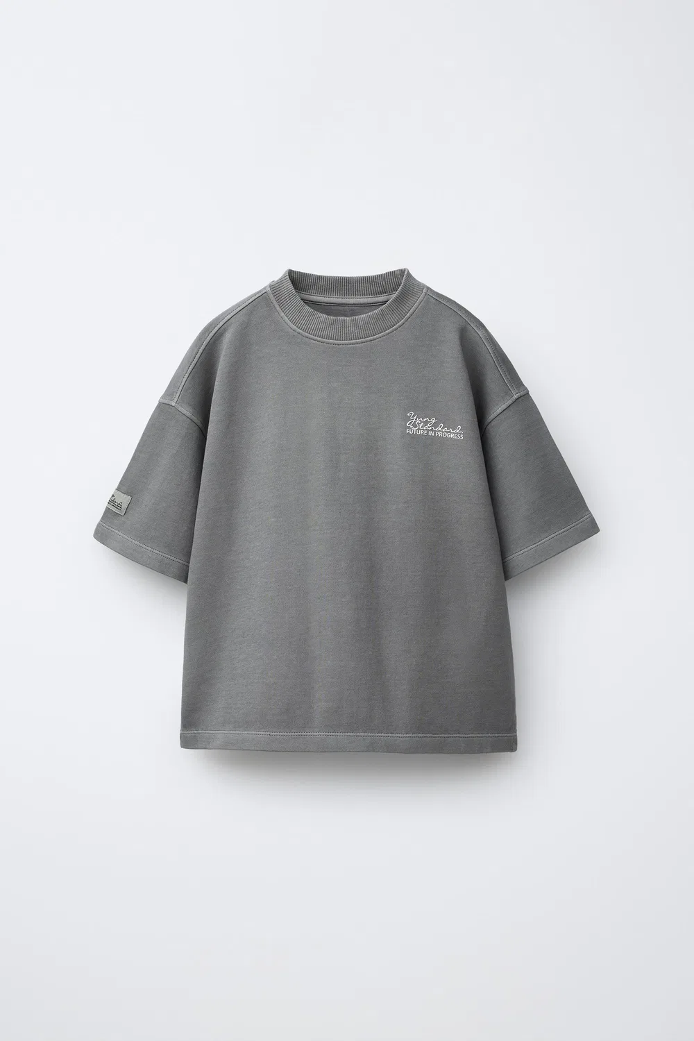 Футболка, окрашенная методом интерлок (техника окрашивания одежды) ZARA, Grey