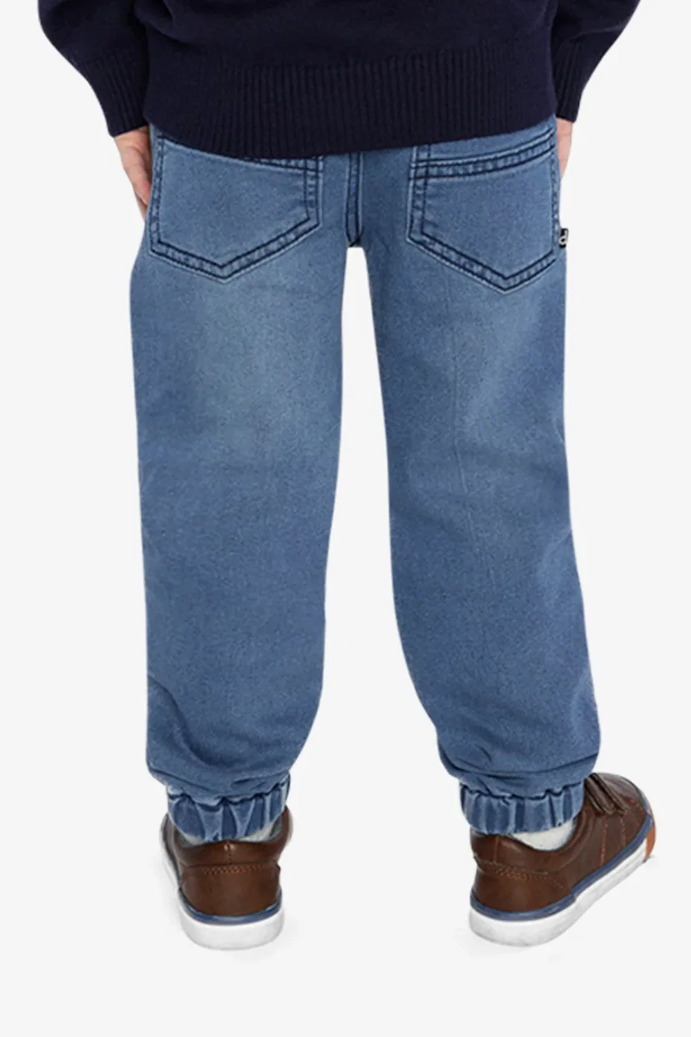 Детские джоггеры из футера с эффектом денима на резинке Boys Must-Haves Deux par Deux, Light Blue Denim — фото 4
